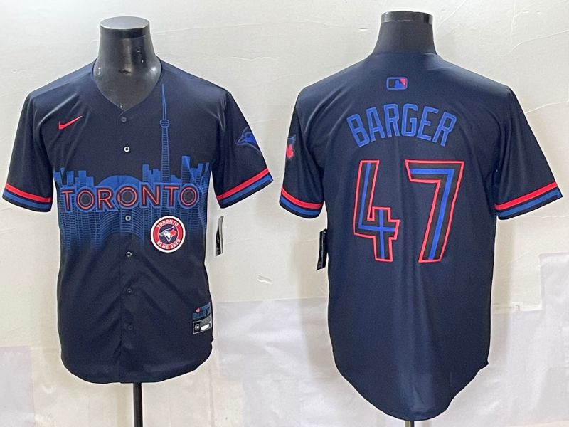 Men 2025 Toronto Blue Jays 47 Barger Black Joint Name Nike MLB Jersey style 15